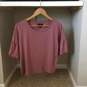 Ruffle sleeve oversized crop